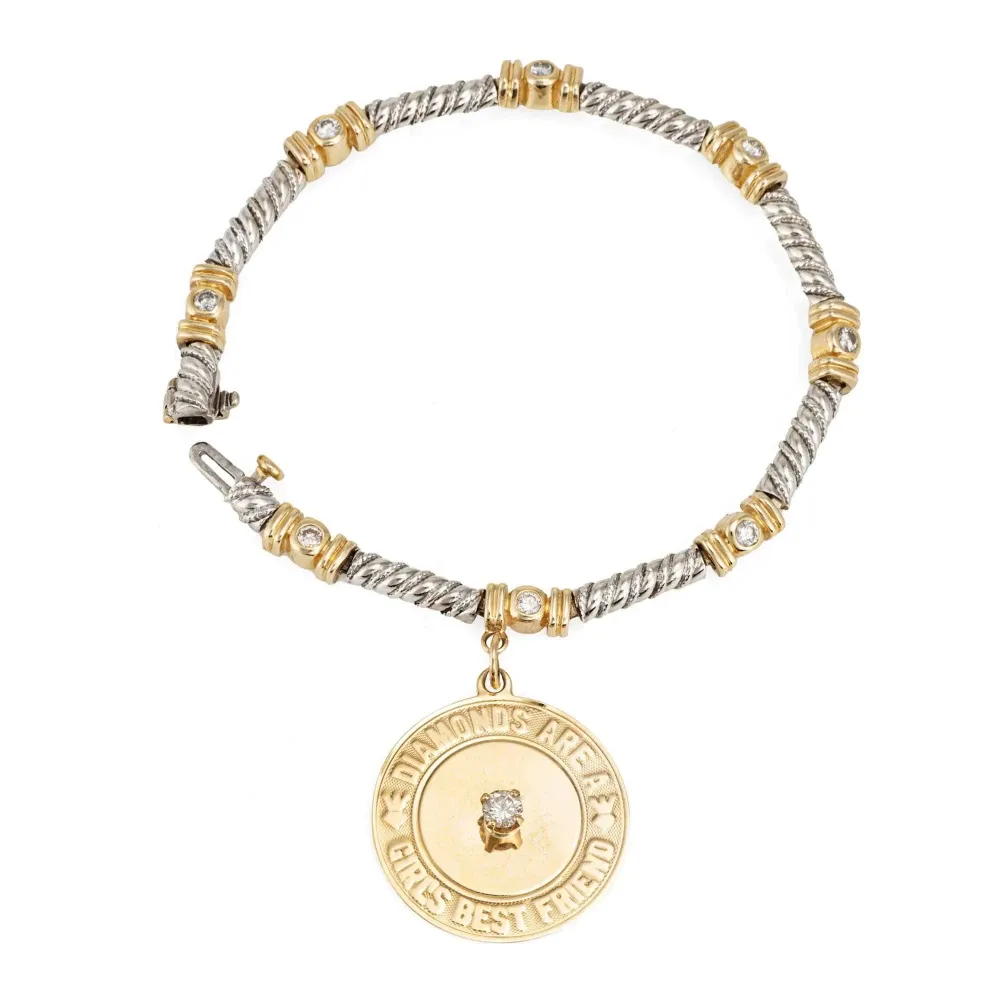 Roestvrij Staal Vintage Two-Tone Goud Charm Bracelet