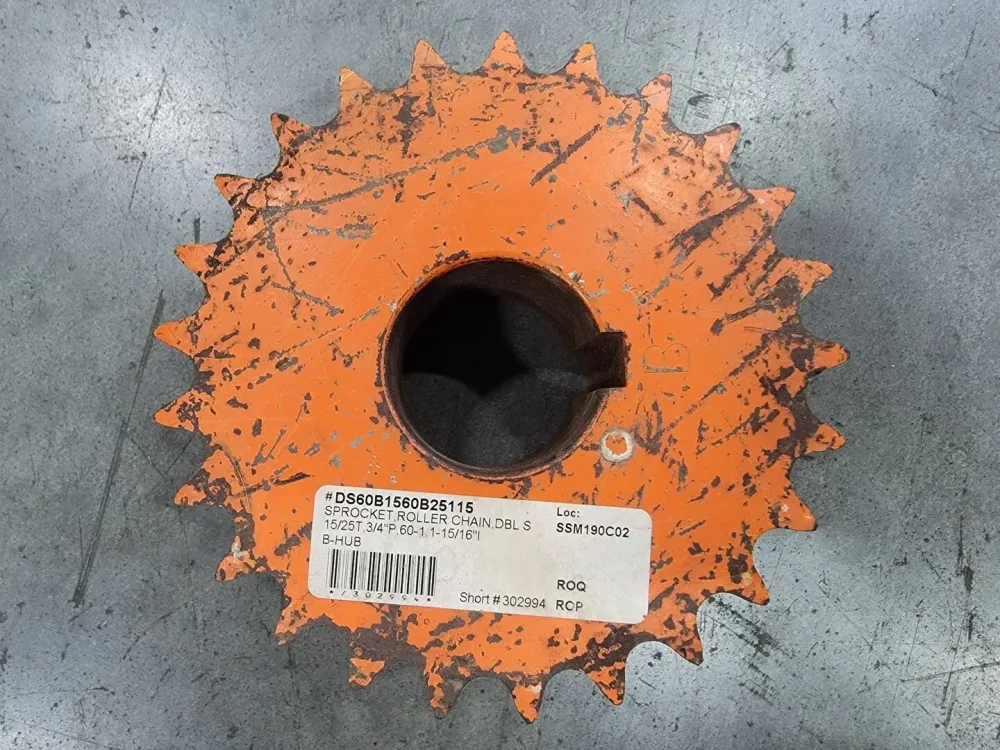 Roller Chain Sprocket DS60B1560B25115, Double Los, Size 60, 15/ 25 Teeth