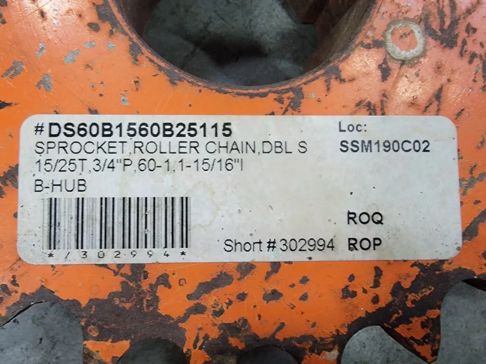 Roller Chain Sprocket DS60B1560B25115, Double Los, Size 60, 15/ 25 Teeth