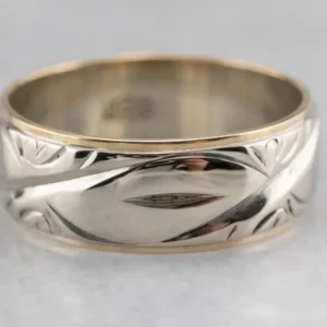 Two Tone 14K Gold Gebloemd Band