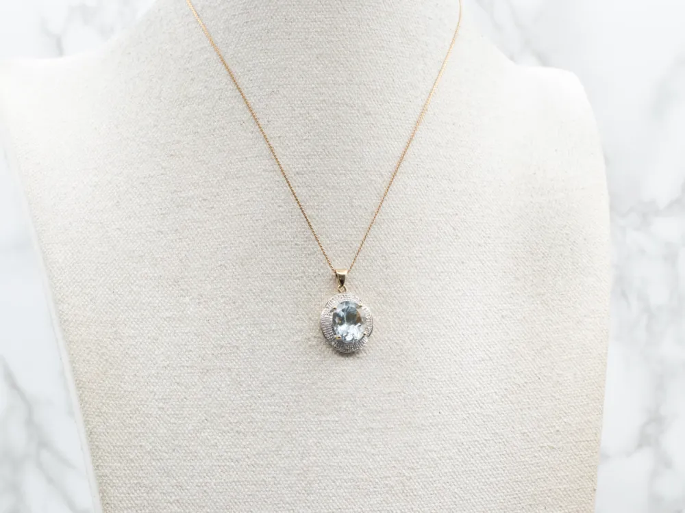 Two Tone Aquamarine and Diamond Pendant met CE-Keurmerk