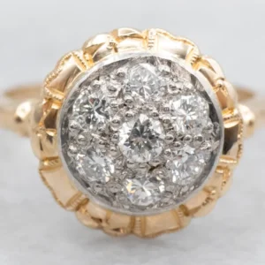 Two Tone Diamond Cluster Ring met CE-Keurmerk