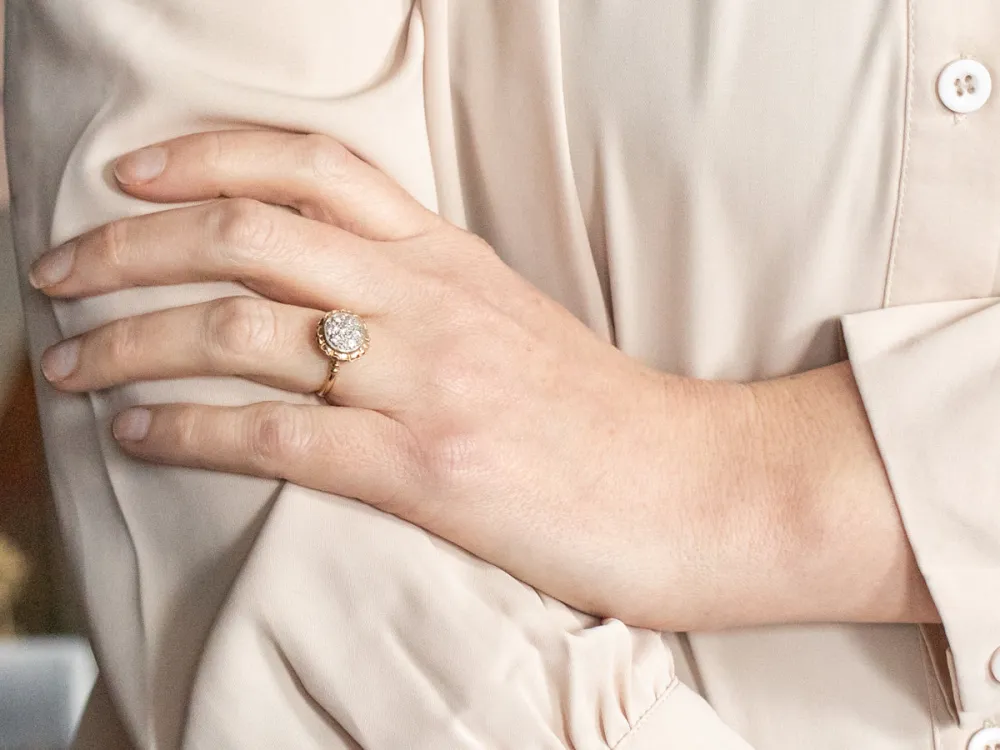 Two Tone Diamond Cluster Ring met CE-Keurmerk