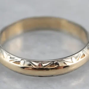 Two Tone Gold Patterned Band