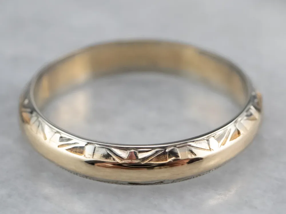 Two Tone Gold Patterned Band