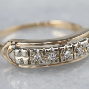 Two Tone Verguld Vintage Diamond Band