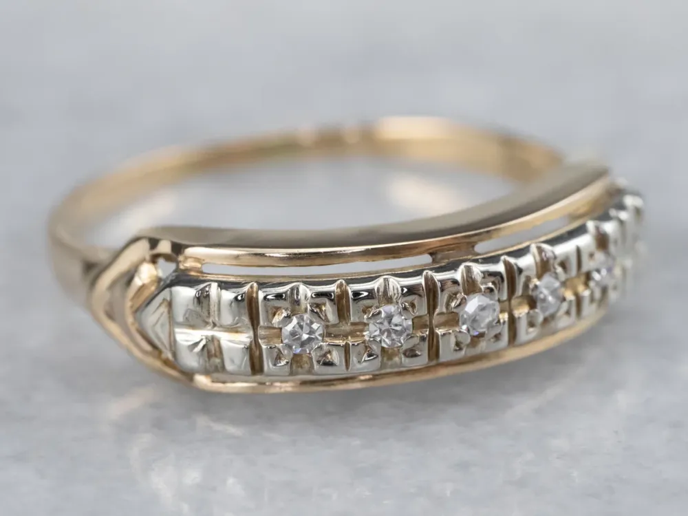 Two Tone Verguld Vintage Diamond Band