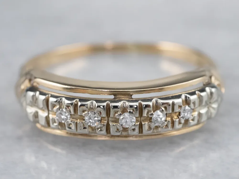 Two Tone Verguld Vintage Diamond Band