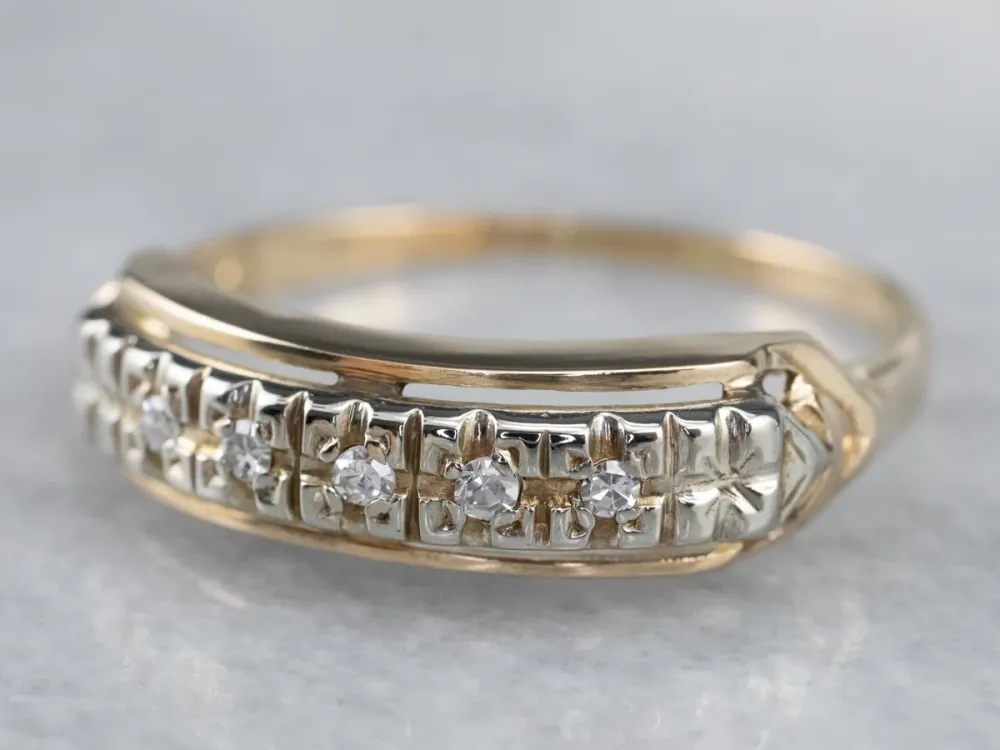 Two Tone Verguld Vintage Diamond Band