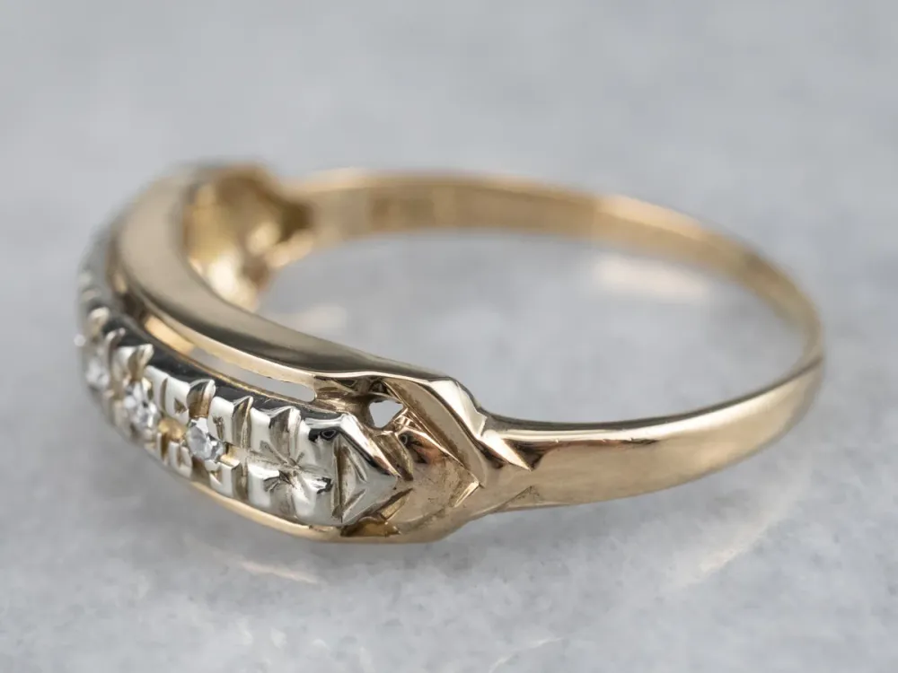 Two Tone Verguld Vintage Diamond Band