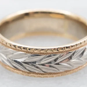 Two Tone Verguld Wheat Pattern Band