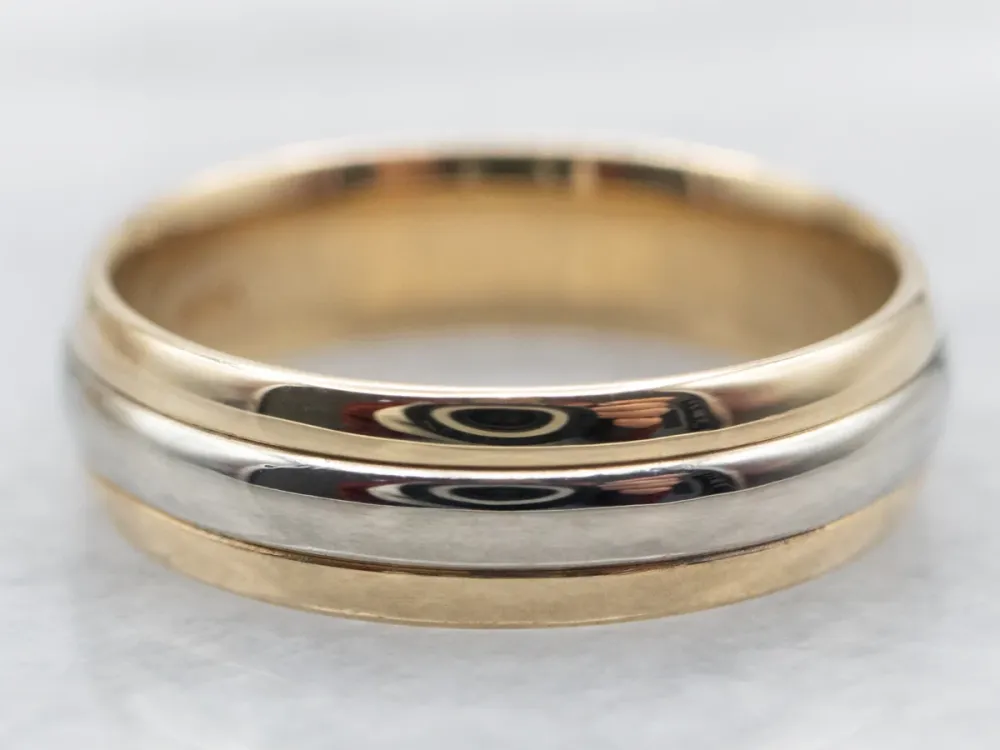 Two Tone Yellow and White Gold Wedding Band