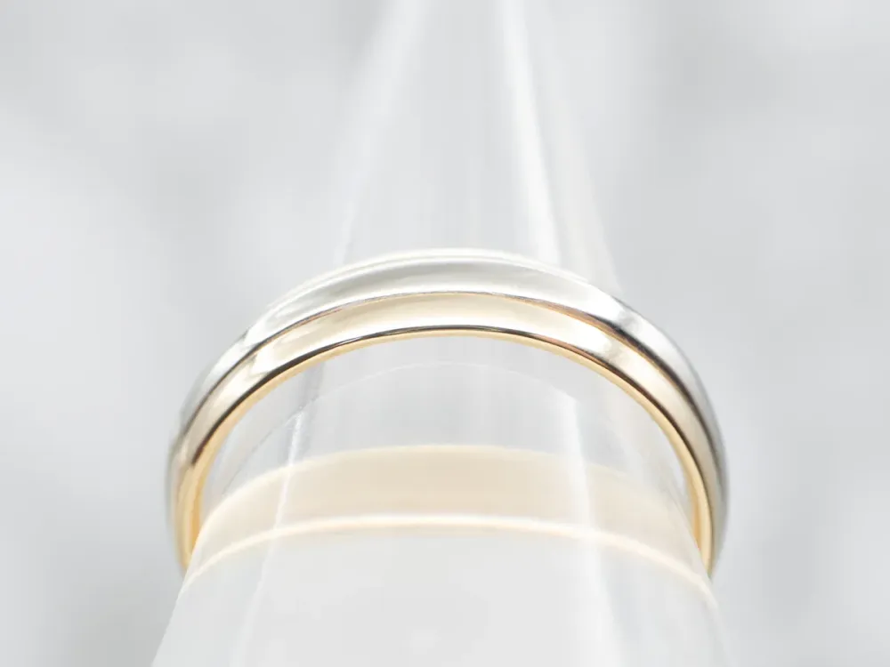 Two Tone Yellow and White Gold Wedding Band
