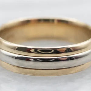 Two Tone Yellow and White Gold Wedding Band