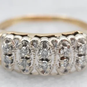 Two Toned Antiekstijl Marquise Motif Diamond Band