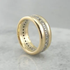 Vintage 1940's Two Toned Gold Diamond Wedding Band