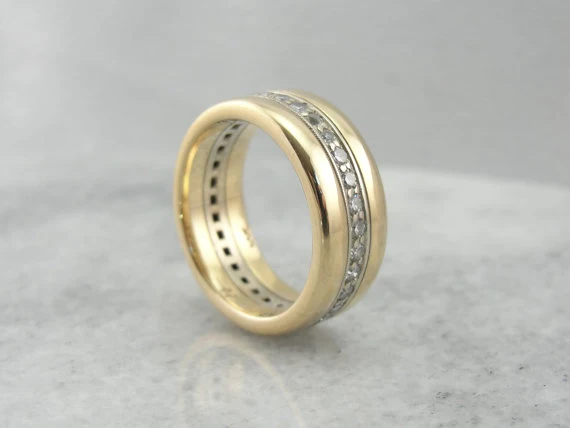 Vintage 1940's Two Toned Gold Diamond Wedding Band