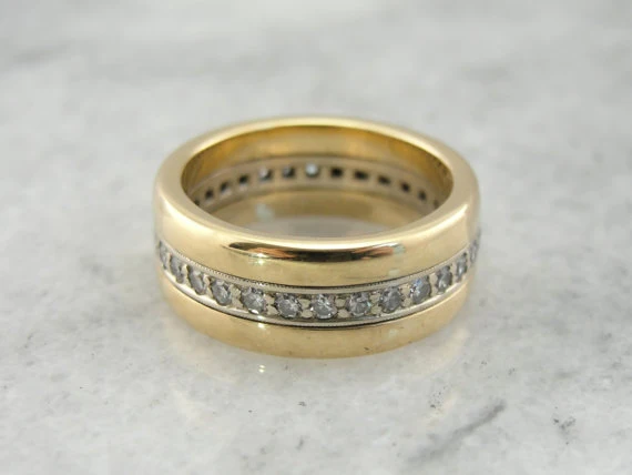 Vintage 1940's Two Toned Gold Diamond Wedding Band