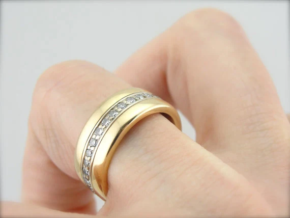 Vintage 1940's Two Toned Gold Diamond Wedding Band