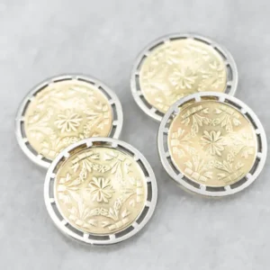 Vintage Etched Two Tone Goud Cufflinks