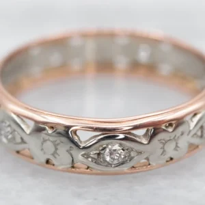 Vintage Two Tone Gold Diamond Flower Band