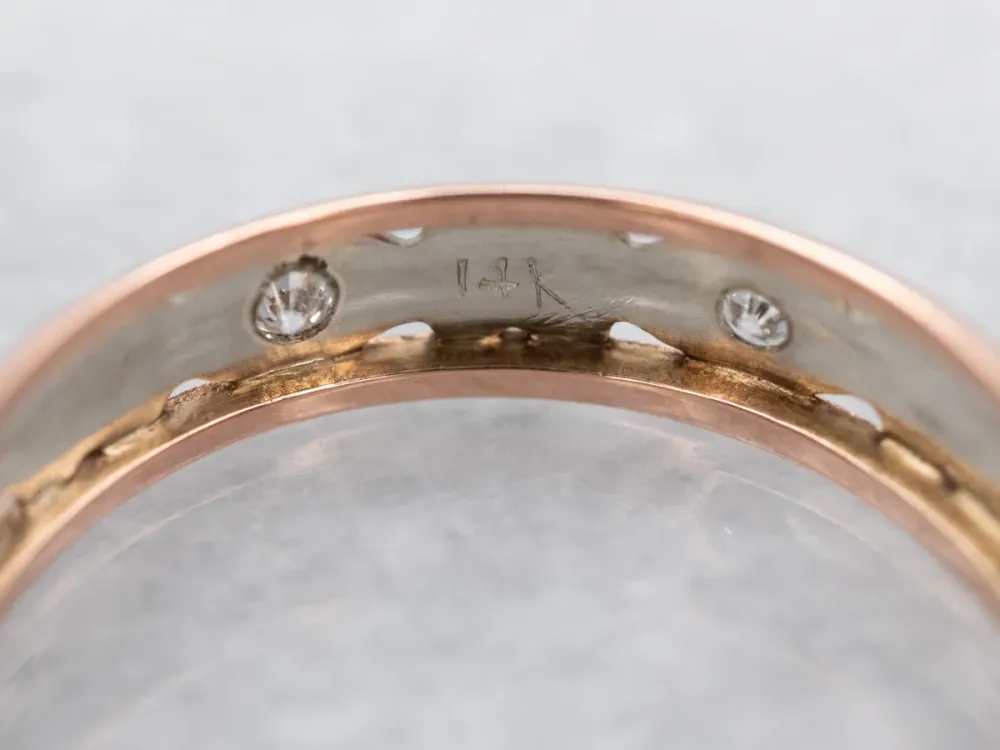 Vintage Two Tone Gold Diamond Flower Band