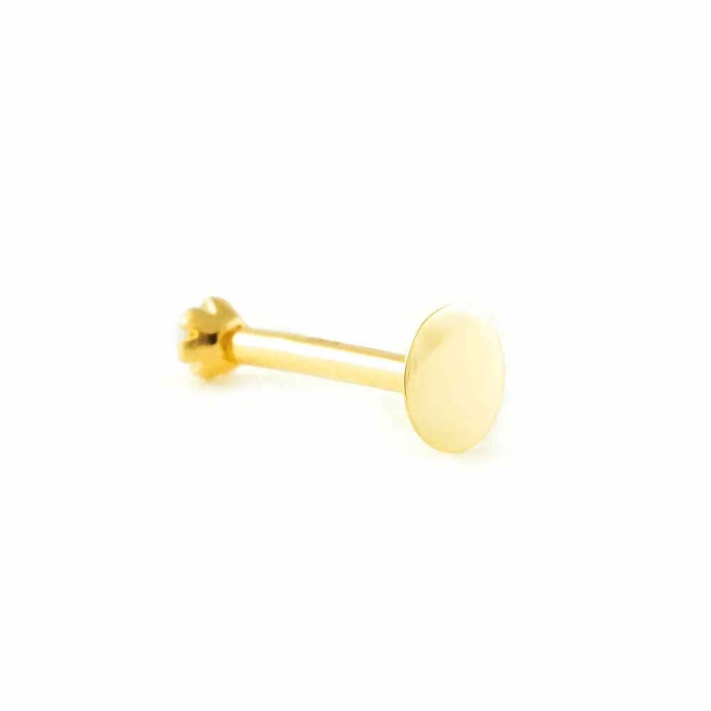 Yellow Gold 9K Lip Piercing 2 mm Cubic Zirconia Sparkle
