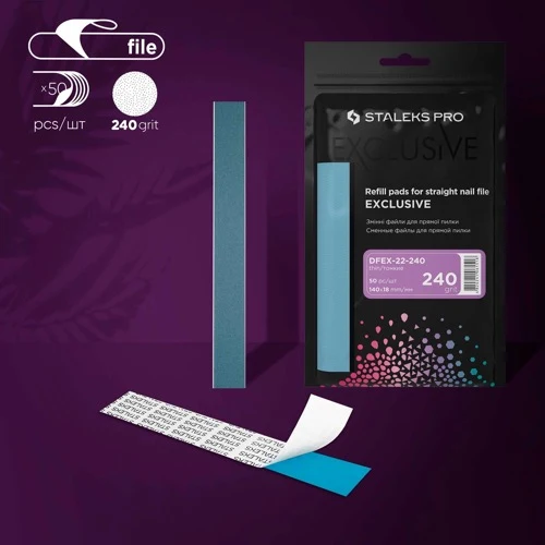 Disposable files straight base Staleks Pro Uniek 22, 240 grit (50 pcs), DFEX-22-240