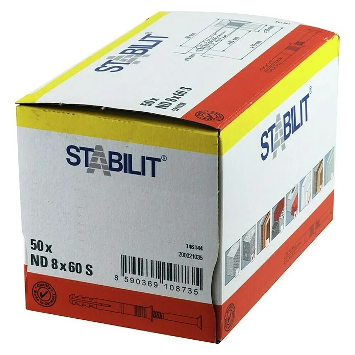 Stabilit Spijkerpluggen BNA 8 X 60 S - Diameter plug: 8 mm, Pluglengte: 60 mm, 50 st.
