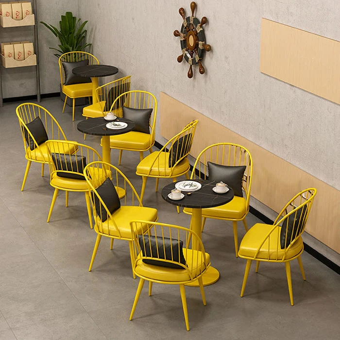 Industrial Style Sintered Stone Dinner Room Kitchen Table Black Top Table Mosterdgeel Frame