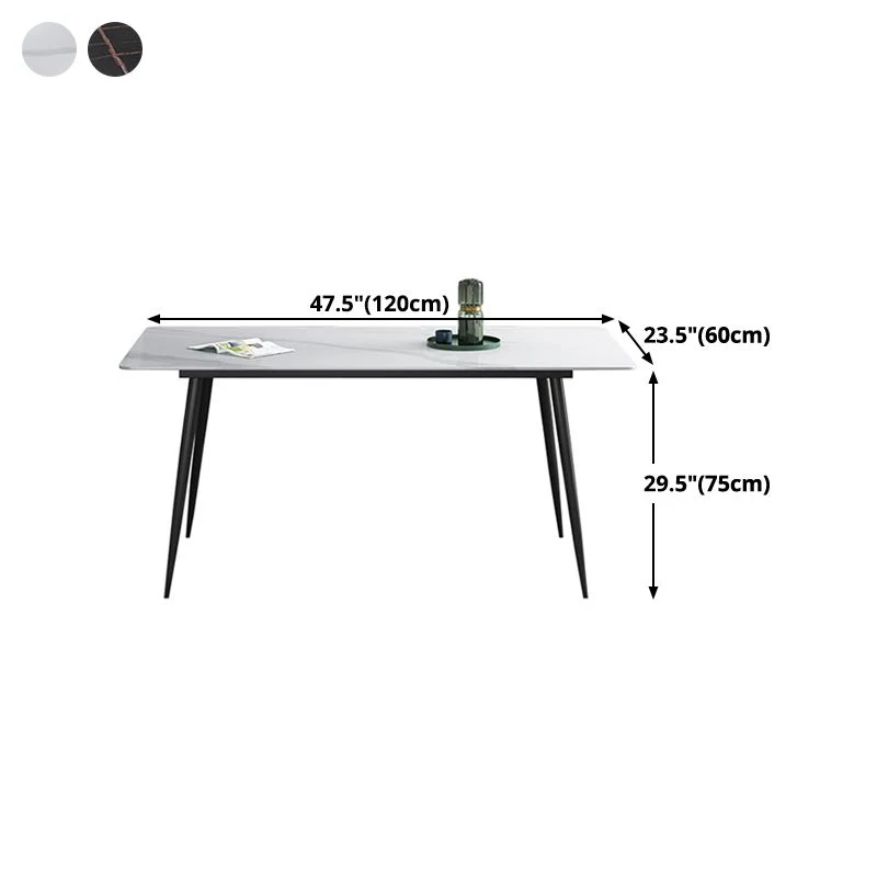 Rectangle Industrial Style Dining Table Sintered Stone Fixed Table Kitchen 47