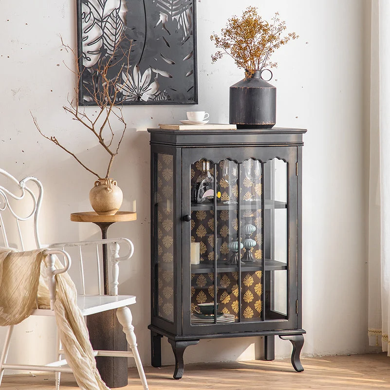 Gecertificeerd Vuurvast Traditional Curio Cabinet Solid Wood Glaswerk Doors Display Stand 26l
