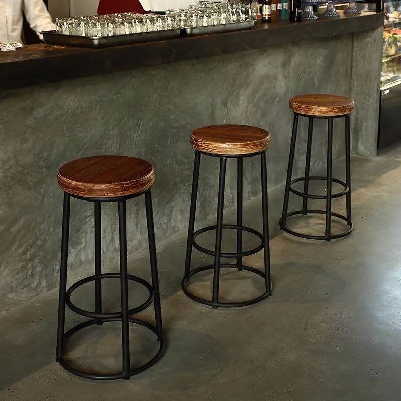 Industrial Round Bar Stools Solid Wood Ravenzwart Footrest Counter Stool Shop