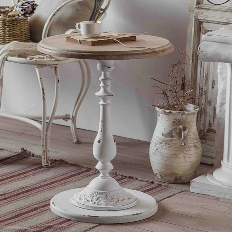 Rustic Wooden Round Top Side Table Metalen Pedestal End Table - Distressed Surface Treatment met ISO 9001 Certificering 20l