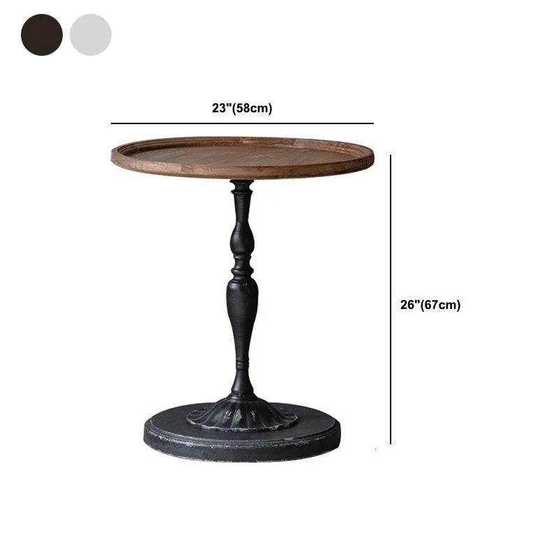 Rustic Wooden Round Top Side Table Metalen Pedestal End Table - Distressed Surface Treatment met ISO 9001 Certificering 20l