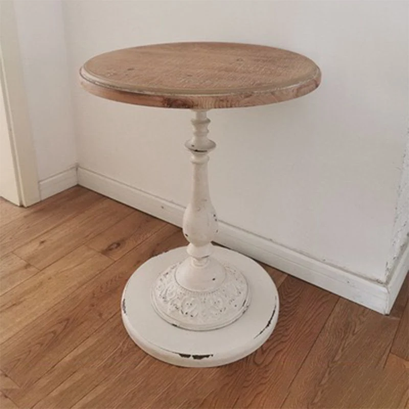 Rustic Wooden Round Top Side Table Metalen Pedestal End Table - Distressed Surface Treatment met ISO 9001 Certificering 20l