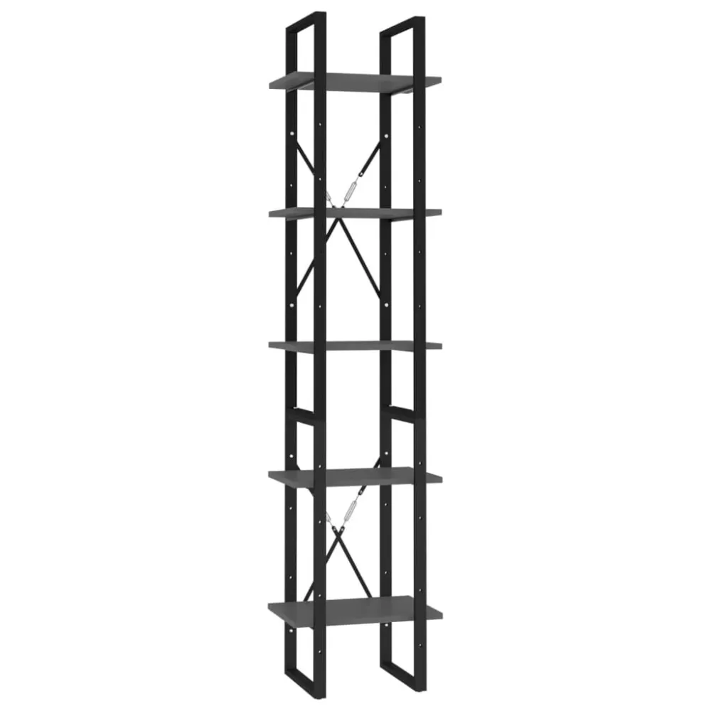 Boekenkast met 5 schappen 40x30x175 cm bewerkt hout grijs