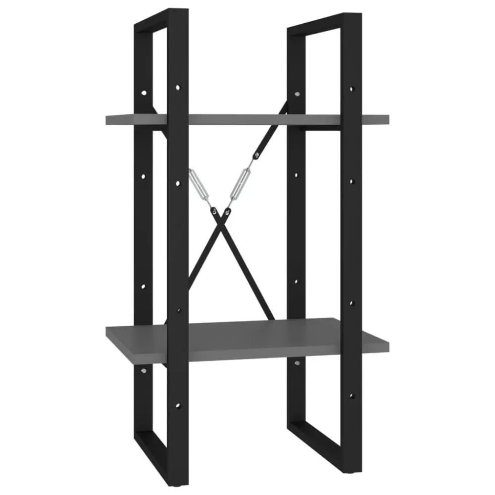 Boekenkast met 2 schappen 40x30x70 cm bewerkt hout grijs