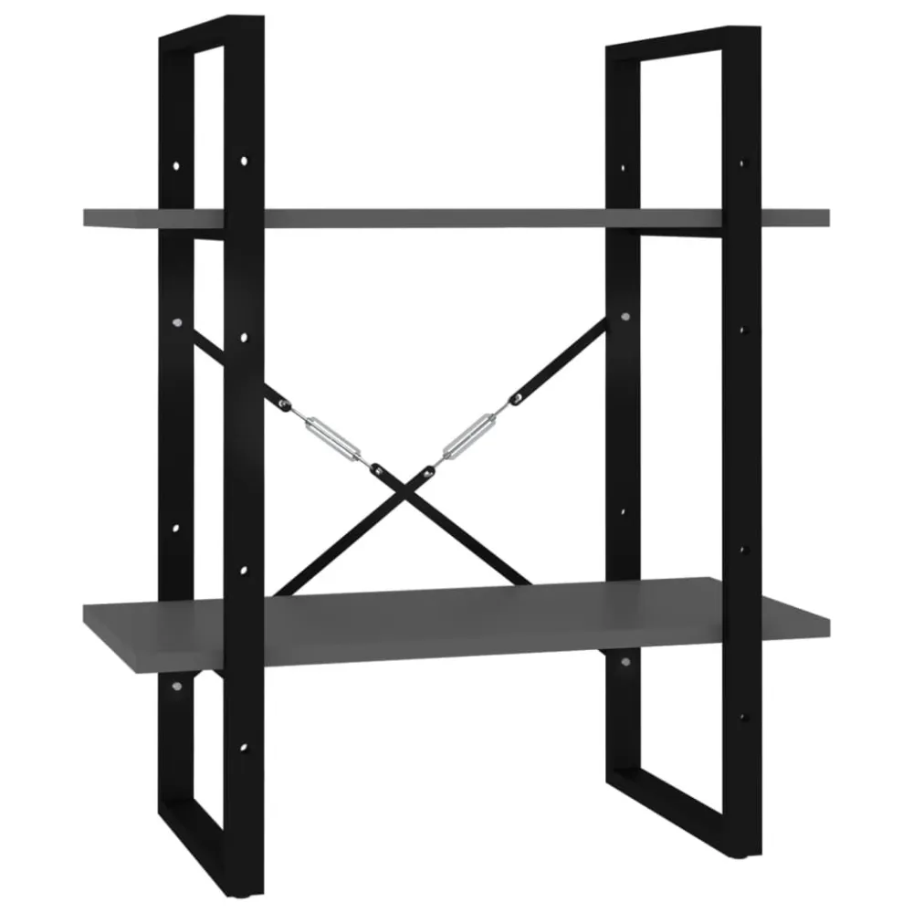 Boekenkast met 2 schappen 60x30x70 cm bewerkt hout grijs