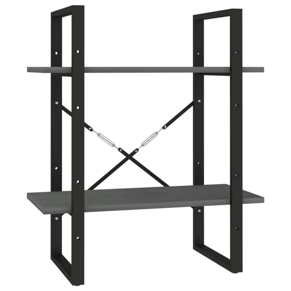 Boekenkast met 2 schappen 60x30x70 cm massief grenenhout grijs