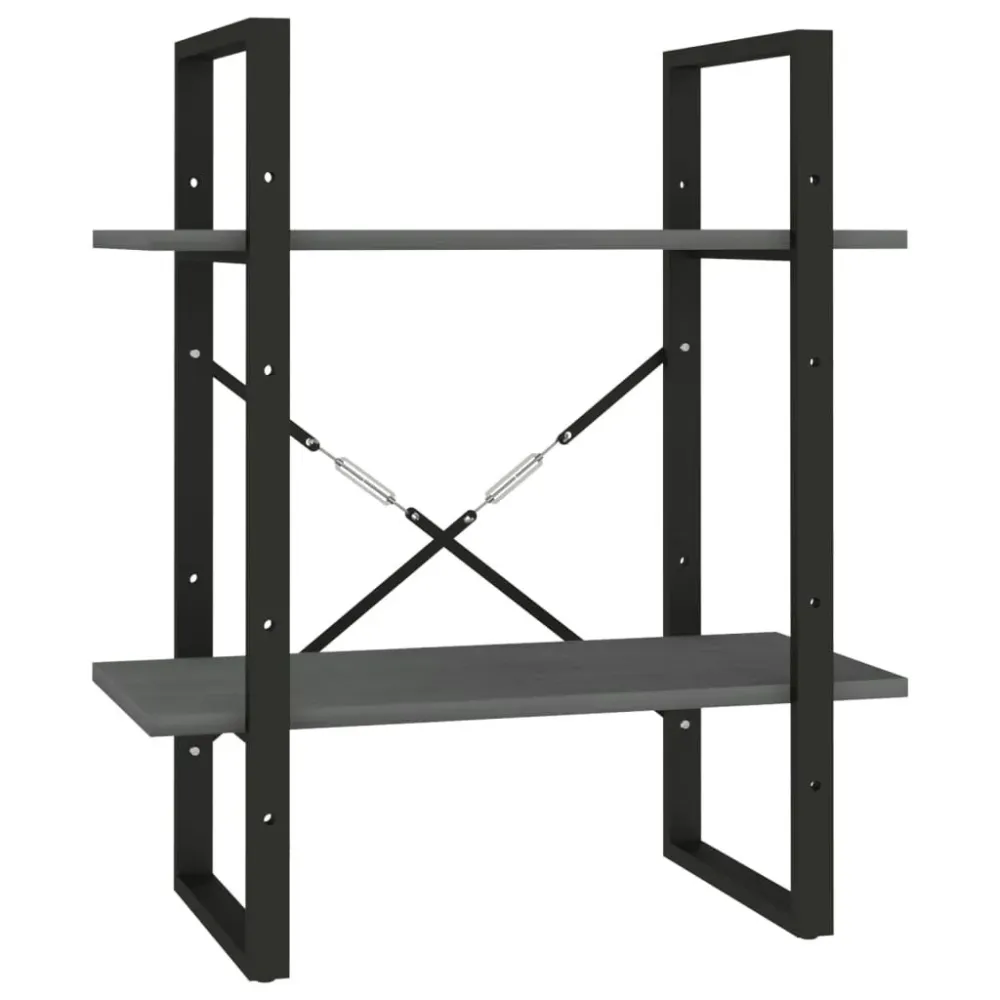 Boekenkast met 2 schappen 60x30x70 cm massief grenenhout grijs