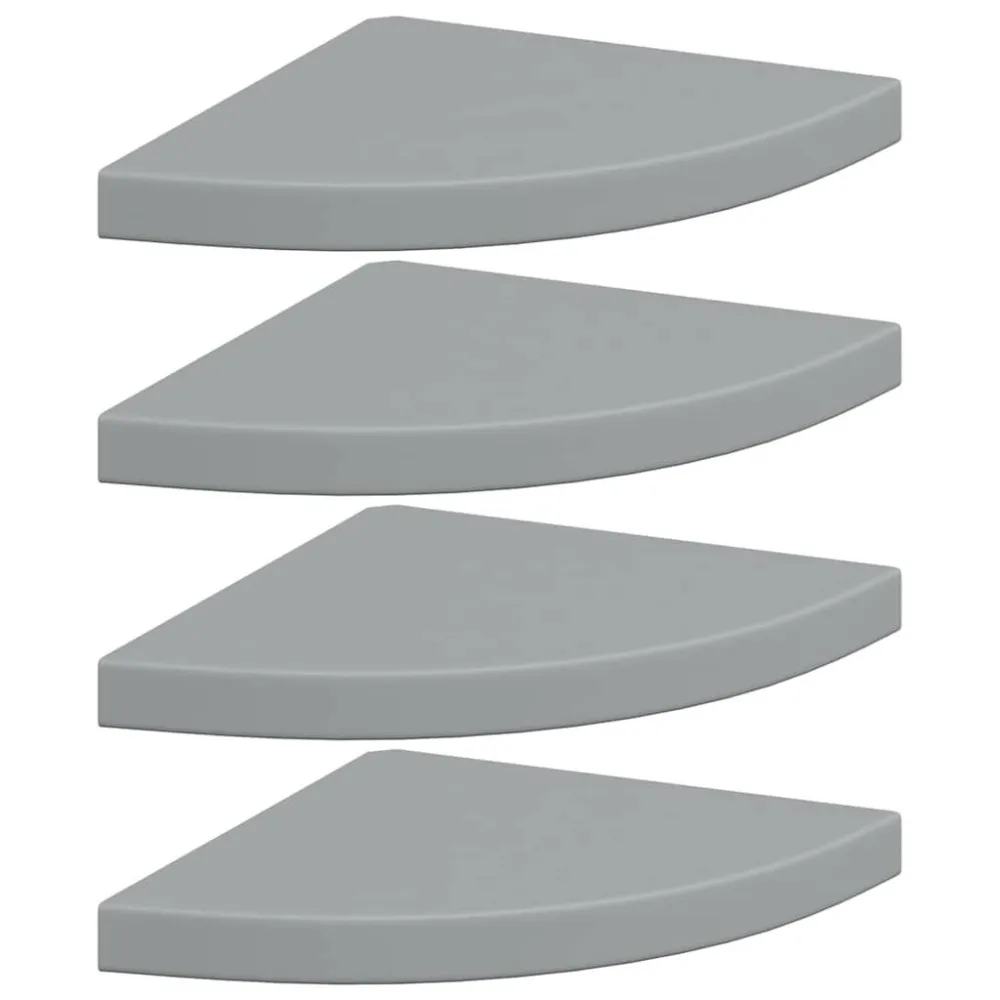 Veiligheidsgecertificeerd Hoekschappen zwevend 4 st 35x35x3,8 cm MDF grijs