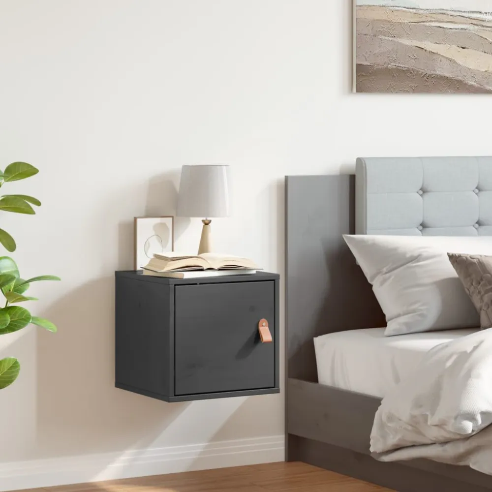 Wandkast 31,5x30x30 cm massief grenenhout grijs