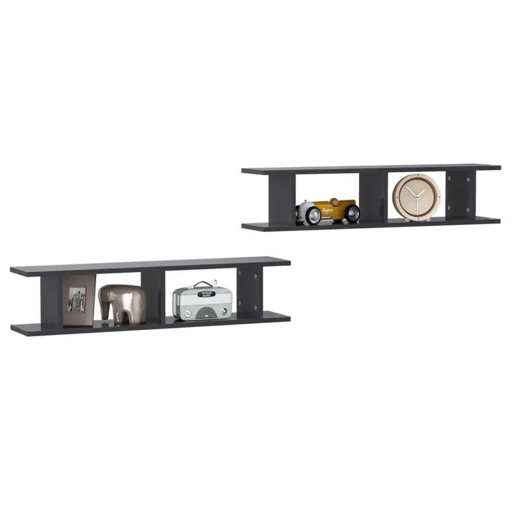 Wandschappen 2 st 90x18x20 cm bewerkt hout grijs