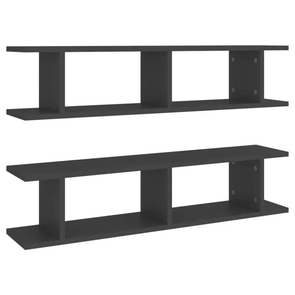 Wandschappen 2 st 90x18x20 cm bewerkt hout grijs