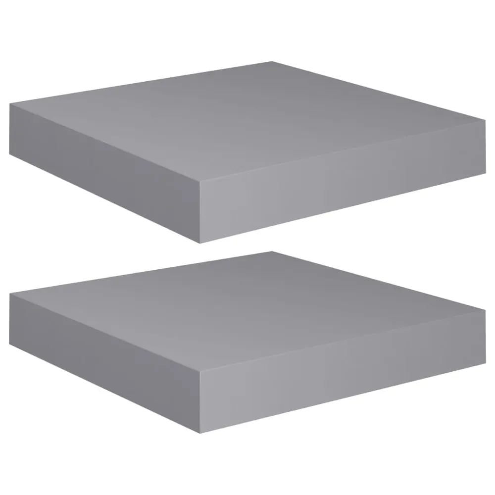 Wandschappen zwevend 2 st 23x23,5x3,8 cm MDF grijs