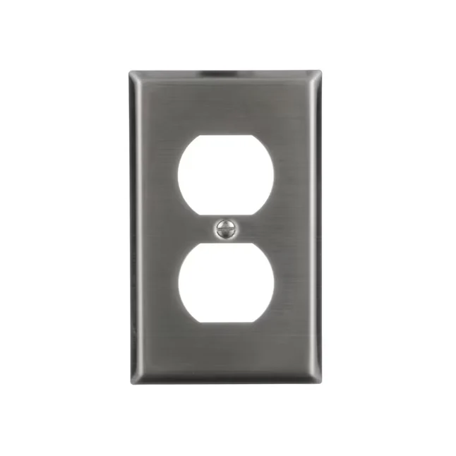 Eaton 1-Gang Standard Size Stainless Staal Stainless Steel Indoor Duplex Wall Plate