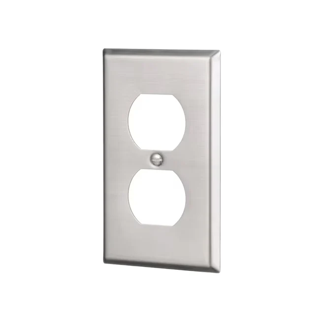 Eaton 1-Gang Standard Size Stainless Staal Stainless Steel Indoor Duplex Wall Plate