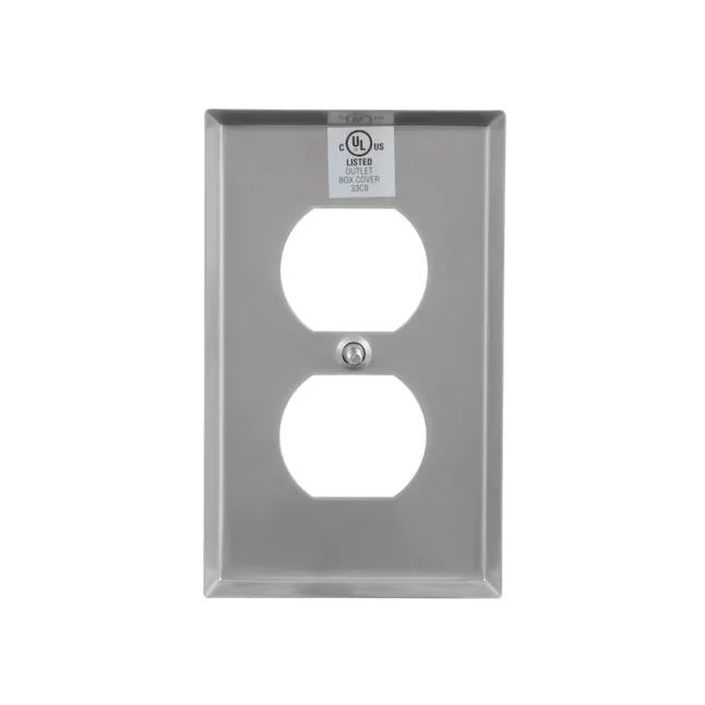 Eaton 1-Gang Standard Size Stainless Staal Stainless Steel Indoor Duplex Wall Plate