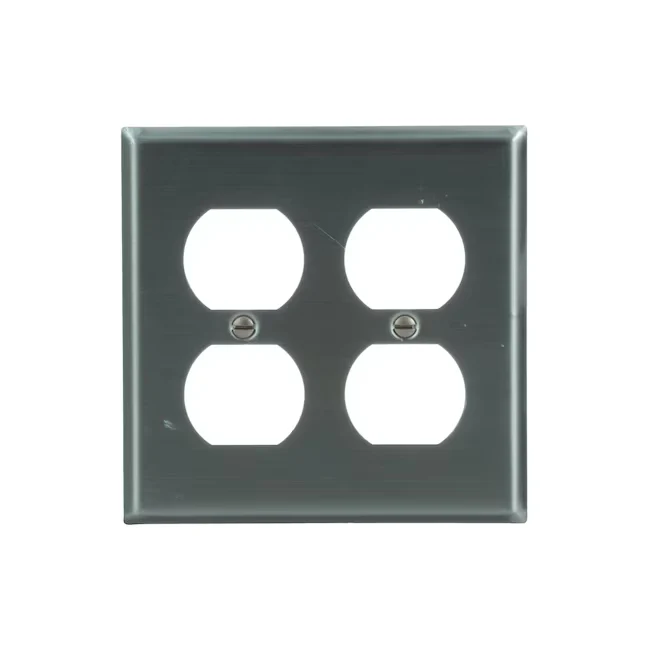 Eaton 2-Gang Standard Size Stainless Staalsoort Stainless Steel Indoor Duplex Wall Plate